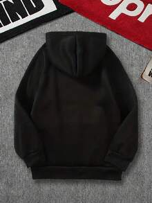 3pcs/Set Teens/Boys' Casual Solid Color Minimalist Sweatshirt Sweatshirt With Pocket, Spring/Autumn - Army Green - View 2