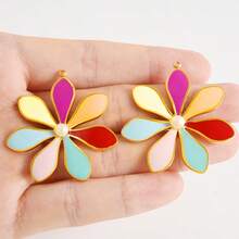 1pc/2pcs Luxury Delicate 304 Stainless Steel Electroplated Pendant Charms, Suitable For DIY Jewelry, Jewelry Making, Crafts - Ocean Life, Cherry, Flower Designs - Color - View 34