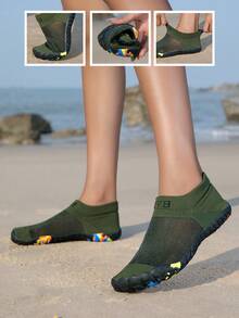 ZVB Barefoot-Friendly Water Shoes, Soft-Soled Women's Beach Shoes For Swimming, Diving, Fishing, Outdoor Quick-Drying Summer Sandals, Non-Slip & Breathable - 軍綠色 - 查看 2