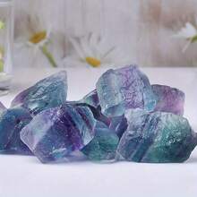 20PCS Natural Color Fluorite Crystal Minerals Landscape Rock Specimen Mineral Decorative Bulk Asymmetrical Shape Raw Stone Home Decor - Multicolor - View 3