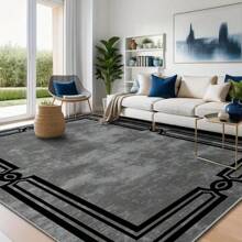 1pc Luxurious Crystal Velvet Area Rug - 800gsm, Backing, Machine Washable - Perfect For Christmas Decor, Nordic Geometric Design In Black & Gray - Ideal For Living Room, Bedroom, Kitchen, And More