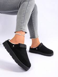 Women's Fleece Lined Slip-On Clog Slippers With Anti-Slip Sole – Cozy Winter Indoor Outdoor House Shoes For Ladies - Black - View 2