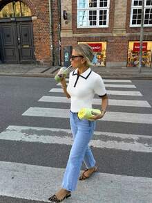 صيفي جديد للنساء -سترة كاجوال بياقة مكسورة الألوان وأكمام قصيرة- مناسبة للعمل/المكتب/العطلات