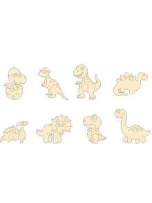 25/50 Pcs DIY Wooden Cartoon Dinosaur Craft Set - Unfinished Hollow Cut Painting And Decoration, Perfect For Home, Wedding, Party, Birthday - Multicolor - View 3