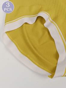 MEIYATING 3 件高腰塑形女式三角裤，舒适贴身，收腹，玫瑰印花 - 彩色 - 查看 5