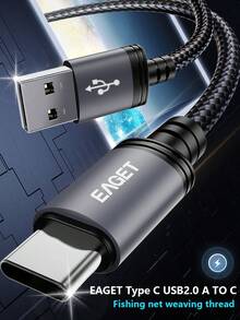 EAGET USB Type C Cable Fast Charging USB A To Type C Charger Cord Braided With Compatible With IPhone 15/15plus/15pro Max/16, Sam Sung Galaxy S23 Ultra/S23/S23+/S22/S22 Ultra/S22+/S21 For Android Phones Compatible With IPhone 16, 16 Pro Max, 15, 15 Plus, 15 Pro, 15 Pro Max, Compatible With Redmi, Compatible With OnePlus