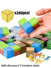 3+ 教育磁性积木 - 随机 50/100/200/250/500 块磁性瓷砖立方体堆叠，适合 3 岁以上儿童男孩女孩的 STEM 感官玩具生日礼物 - 彩色 - 查看 10