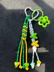 1pc Tassel Custom Bag Charm, Handmade Braided Rope Letter Bead Bag Pendant, Star Bell/Bow, Heart Keychain, Personalized Bag Charm Gift., Aesthetic, Coquette Style - Heart Keychain - View 52