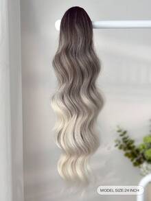24 Inch Long Wavy Thermoplastic Synthetic Ponytail, Clip-On Ponytail Hair Extension For Daily Use - Brown Ombre - View 6