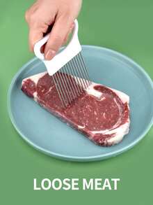 1pc Stainless Steel Onion Needle, Multifunction Onion Holder Slicer For Kitchen - Multicolor - View 4