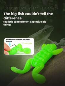 TACKLEPIONEER 2pcs Realistic Soft Frog Lures, 4.2g-8.9g, Surface Fishing Bait, Detailed Legs And Toes - High Quality TPE Frog Hooks, Suitable For Freshwater And Saltwater Fishing, Freshwater Bait | Realistic Imitation Design | Soft Plastic Bait, Fishing Lures - Multicolor - View 2