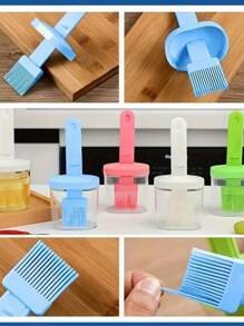 1 PIEZA Brocha de untar con depósito de aceite incorporado - Diseño de mango ergonómico, distribución uniforme del aceite, fácil de aplicar - Adecuado para escenarios de cocina al aire libre como cocina, barbacoa y camping. Apariencia de herramienta elegante, estructura semitransparente, hecho de material polimérico de alto índice de refracción.