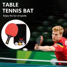 Long Handle Table Tennis Racket Set - With Storage Bag And 3 Ping Pong Balls, Portable Table Tennis Racket Set, Premium Table Tennis Player Set For Indoor And Outdoor Play - 2 Long-handled Rackets With 3 Balls and Storage Bag - View 5
