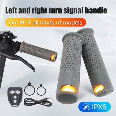 适用于小米/Ninebot M365/1S/PRO/F30/F40 电动滑板车、Ninebot Max G30 车把 LED 灯配件的硅胶车把手柄带转向信号灯，包括无线遥控器