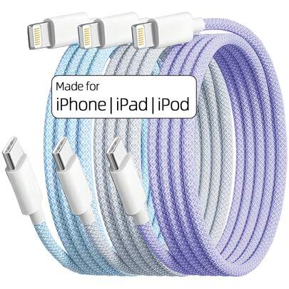 快速充电线，USB-C 转 Lightning 快速充电线 | 兼容 14/13/12/11 Pro Max/XR/XS/X/8/7/6 Plus/SE，Type-C 车载 CarPlay 数据线，兼容苹果数据线，支持 PD 快充，兼容 14 充电线，兼容 13/12 Plus 手机，兼容 iPad 11 平板电脑 Lightning 转 Type-C 充电线 8