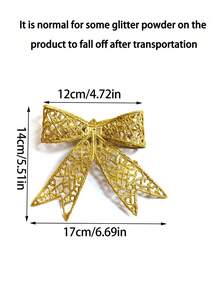 5pcs/1pc Christmas Bow Tree Topper Decorations, Christmas Tree Ornaments, Glitter Artificial Christmas Bows, DIY Wreath, Home Decor, Wedding Party, Christmas Gift Box Decor, Holiday Party Decorations, Christmas/Holiday/Seasonal/Wedding Christmas Tree Decor, Glittering Christmas Wooden Shrub Decorations