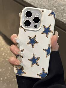 1pc Silver Star Pattern Litchi Texture Anti-Fall Anti-Slip Soft Phone Case Protective Cover Compatible With Apple And Phones Waterproof Shockproof Scratch Resistant,International Version, Not The Domestic Version - Multicolor - View 5