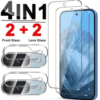 4-In-1 Ultra-Clear Tempered Glass Screen Protector For Google Pixel 10/9/8/7/6 Series - Maximum Protection With 9H Hardness, Anti-Scratch, High-Defini