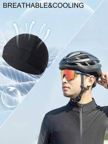 Unisex Plain Color Casual Multifunctional Skull Caps, Gifts Girlfriend, Black Summer Sportive Beanie Fitted Hat Modern Cap Men & Women, Stretchy Helmet Liner Hat, Biking Accessory Back To School, Vacation Accessories, Winter - 灰色 - 查看 5