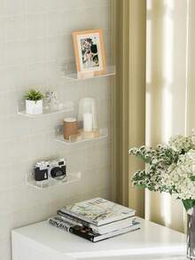 Kệ treo tường acrylic nổi - Bộ 2 kệ lưu trữ gắn tường, kệ lưu trữ phòng tắm, kệ sách nổi, phù hợp cho phòng tắm, phòng ngủ hoặc nhà bếp - Lắp đặt dễ dàng bằng keo dán (không cần khoan) hoặc vít (cần khoan) - Kệ hiện đại - Nhiều màu - Xem 6