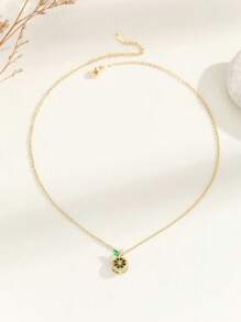 1 件可爱水果系列樱桃和西瓜吊坠不锈钢项链，适合女性日常佩戴、节日、约会、派对、礼物