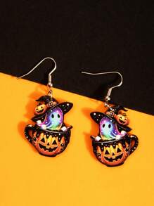1 对 2D 亚克力万圣节耳环，彩虹魔法鬼南瓜杯亚克力耳环，万圣节耳环配件