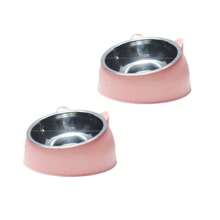 Pet Cat Feeding Bowl With A 15° Tilt, Efficient Neck Protection, Anti-Tipping Design, Comes With A Detachable Stainless Steel Bowl, Suitable For Pet Dogs.