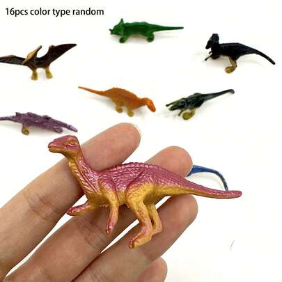 16pcs Mini Prehistoric Dinosaur Model Set, Assorted Sizes, Educational Plastic Figurines, Perfect Gift (Styles And Colors Randomly Assorted)