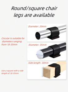 Alfombrilla de fieltro con gancho y bucle para patas de silla, alfombrilla de fieltro fija con forma de lazo para patas de silla, alfombrilla antirruido para silla