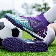 男女足球鞋，适用于人造草坪和硬地，室内外均可穿着，高帮尖头设计，是年轻职业球员训练的理想之选，专业运动TF鞋钉 - 白色 - 查看 4