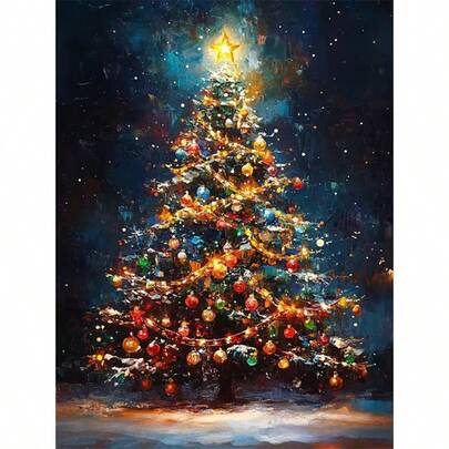 1pc [30*40cm/11.8*15.7in]5D Acrylic Diamond Painting Kit, Christmas Tree Pattern, Suitable For Adult Beginners DIY Mosaic Diamond Art, Full Drill Handmade DIY Diamond Painting, Decor For Living Room, Bedroom, Office Wall, Surprise Gift For Family And Friends, Frameless