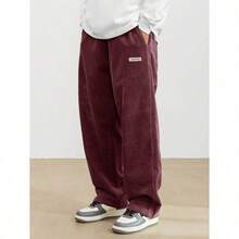 Men's Solid Color Casual Everyday Trousers Men's Streetwear Pants, Boy Friend Gifts, Back To School - Màu Đỏ Sâu - Xem 1