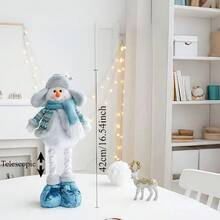 1pc New Expandable Christmas Decoration Blue Santa Snowman Reindeer Figurine, Christmas Gift, Thanksgiving Decor, New Year Decor Home Decor Christmas Decorations Room Decor