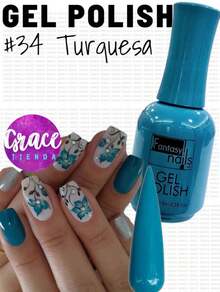 TURQUOISE - 15ml Semi-Permanent Gel Polish 3 Steps Fantasy Nails Gelish Application Professional Use UV - 綠松石 - 查看 2