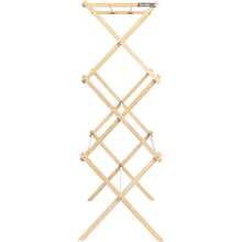 Household Essentials Clothes Drying Rack, Stabile Wood Frame With Slanted Feet, Smooth Vinyl Wrapped Rods, 23.8 Feet Of Hanging Space, Ready To Assemble, Flat Top, Natural - 天然/白松 - 查看 5