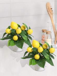 1pc/3pcs Lemon Potted Plant,PP Pot,PE Material,Green,Yellow,Gift,Table Decoration,Home Decoration,Garden Decoration,School Dormitory Office Decoration,Outdoor Party Event Holiday Birthday Party Decoration,Home Door Hotel Restaurant Living Room Bedroom Wedding Kitchen Garden Decoration,Suitable For Valentine's Day,Spring/Summer Decoration,Spring Festival Decorative Ornaments,Green Decoration Back To School Room Decor School Supplies