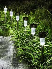 Solar-Powered Garden Lamp, Stainless Steel Outdoor Ground Plug-In Night Lighting Lawn Lamp, With Waterproof And Anti-Rust Effect /400mAh, Suitable For Garden And Terrace Decoration, Outdoor Camping Lamp Decoration, Home Courtyard Road Lamp Decoration (White Light/Warm Light) - 白光 - 查看 2