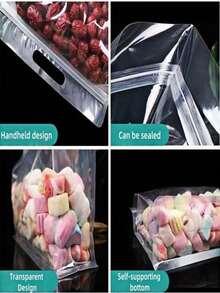 1/5 Stücke wiederverwendbare wiederverschließbare Lebensmittel-Aufbewahrungsbeutel - Dicke transparente Plastik-Reißverschlussbeutel, vollständiger Reißverschluss, stehend, geeignet für Gefrierfach, ideal für Snacks, Nüsse, Samen, Süßigkeiten, Tee, Nudeln, Getreide, Pilze und mehr - strapazierfähige Küchen-Aufbewahrungsbeutel für Reisen, Verpackung und Küche