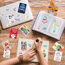 50Pcs Happy Birthday Stickers, Cartoon Graffiti Cake Ice Cream Bulk Stickers For Laptop Water Bottle Luggage Helmet Skateboard Stationery Motorcycle Classroom Decor Art Supplies, Cute Stickers For Adults - Multicolor - View 6