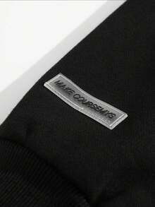 1pc Teen Girls Casual Minimalist Thermal Lined Hooded Sweatshirt Sweatshirt, Warm For Spring, Autumn & Winter - Black - View 8