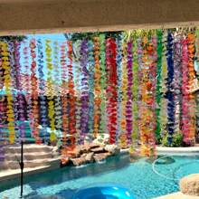 55 Pcs Artificial Hawaiian Flower Wreath Necklace, Hawaiian Theme Party Garland For Summer Beach Party, Wedding, Birthday Decorations Supplies,For Holiday Wedding Beach Birthday Decorations Party Supplies Wreaths Headbands Holiday Wedding Beach Birthday Decorations (Random Color)