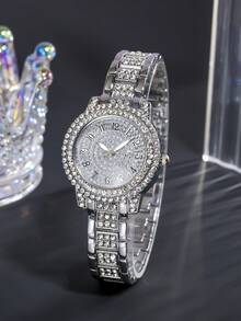6 Pcs Women Watches Sets Gifts , Diamond Silver Watch Bracelet Set Necklace Earring Rings. 6 Pieces Jewelry Set For Mom Wife Girlfriend Anniversary Birthday Christmas Valentine's Day Gifts - Silver - View 7