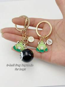 个性化青蛙钥匙扣礼物，适合男孩和女孩 - 綠色 - 查看 8