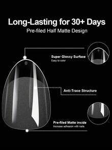 240pcs Nude Almond Shaped Short Acrylic Nail Tips, Matte Finish Full Cover Sculpted Soft Gel Press-On Capsule Artificial Fake Nails For Salon Use