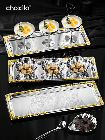 choxila 1 pièce Plateau long de style vintage, plat convenant pour la Fête nationale saoudienne et le stockage alimentaire, plateau de service pour les plats lorsque vous recevez des invités, grand plat, plateau de rangement, convenant pour la maison, les réceptions, la cour, le thé de l'après-midi