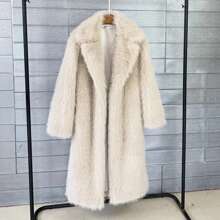 Imitation Fox Fur Long Coat For Women Lapel Solid Street Winter 2025 Warm Fluffy Fox Fur Jacket Female Furry Overcoat