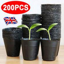 100PCS Plastic Plant Flower Pots Nursery Seedlings Pot Garden Container UK - 黑色 - 查看 1