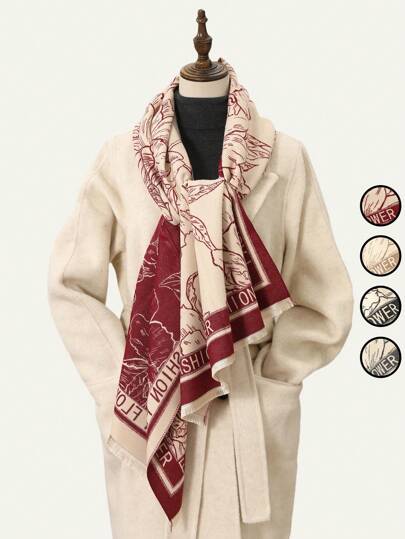 1 Stück eleganter vintage Blumen-Jacquard-Schal für Frauen, leichte Faux-Kaschmir-Stola/Decke für die Klimaanlage, modische kuscheliger Umhang/Cape für Frühling, Winter und Herbst, vielseitig einsetzbar für Dekoration/Geschenk, für den täglichen Gebrauch, Strandurlaub, Hochzeit als Accessoire