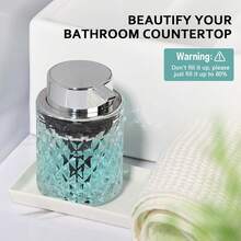 Modern Diamond-Cut Glass Foaming Soap Dispenser With Silver Pump, Refillable Bathroom Hand Wash Bottle, Thick Glass Base & Wide Mouth Design