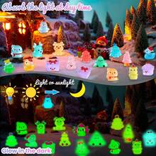 40 Pcs Mini Christmas Luminous Figurines, Christmas Resin Miniatures Glow In The Dark Tiny Figures To Hide Small Snowman Figures For Party Favors Bag Fillers Garden